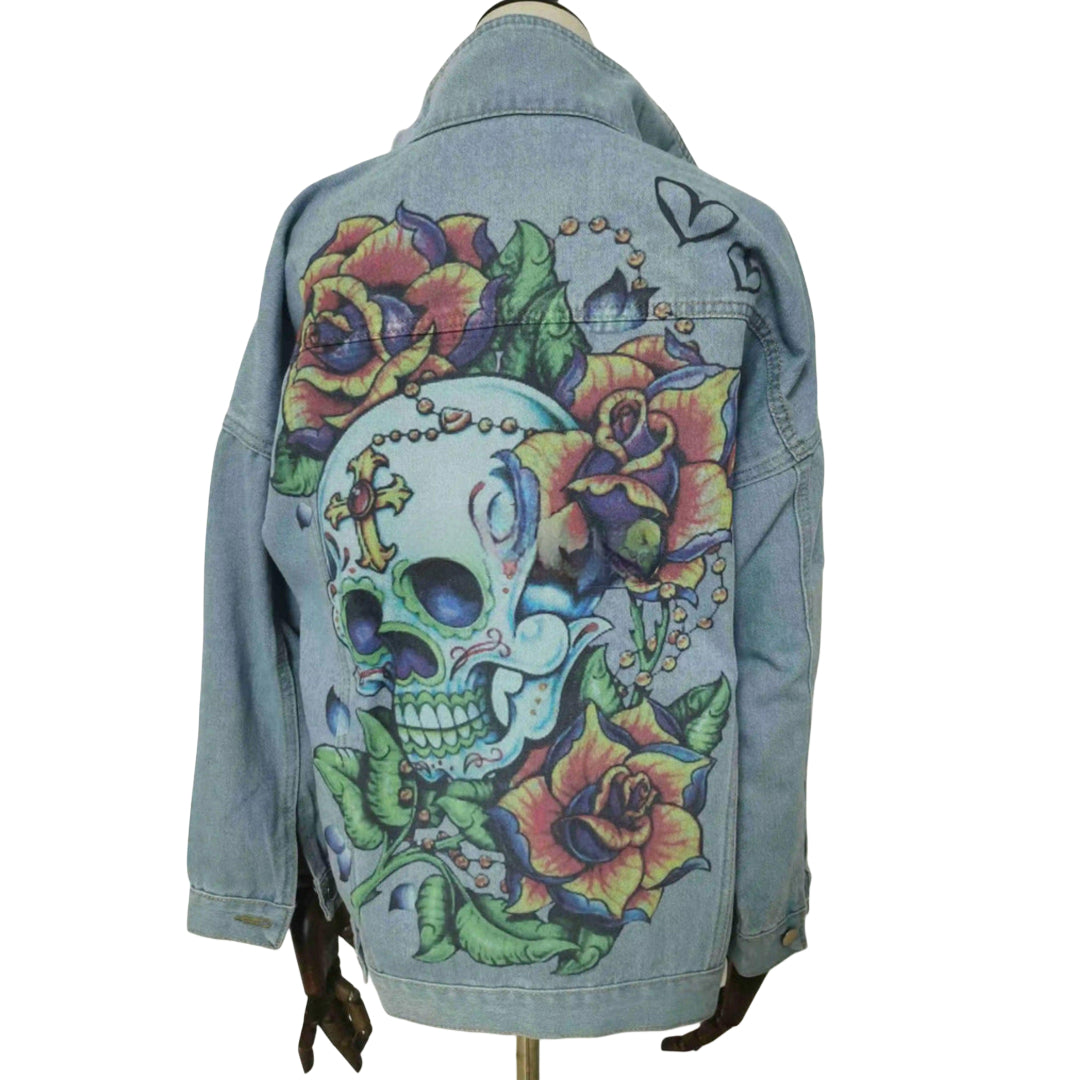 Veste en Jean Tête de Mort Femme
