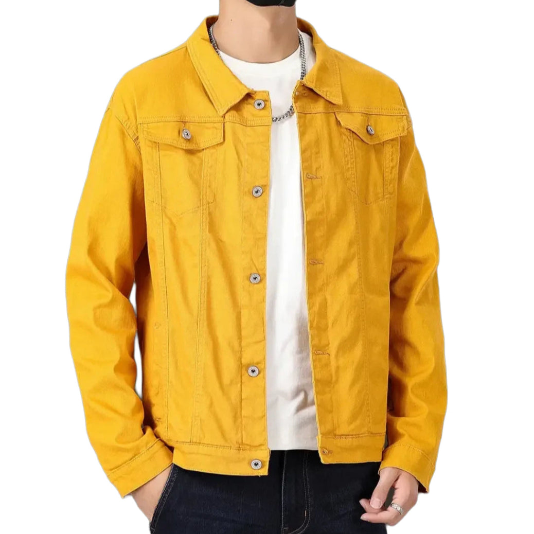 Veste en Jean Jaune Homme Slim