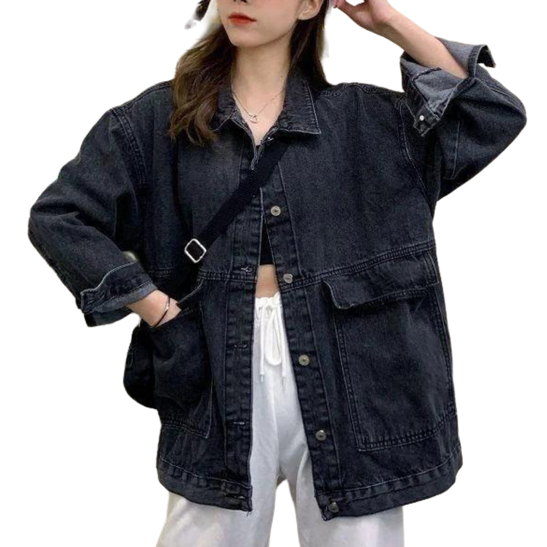 Veste en Jean Noir Large Femme