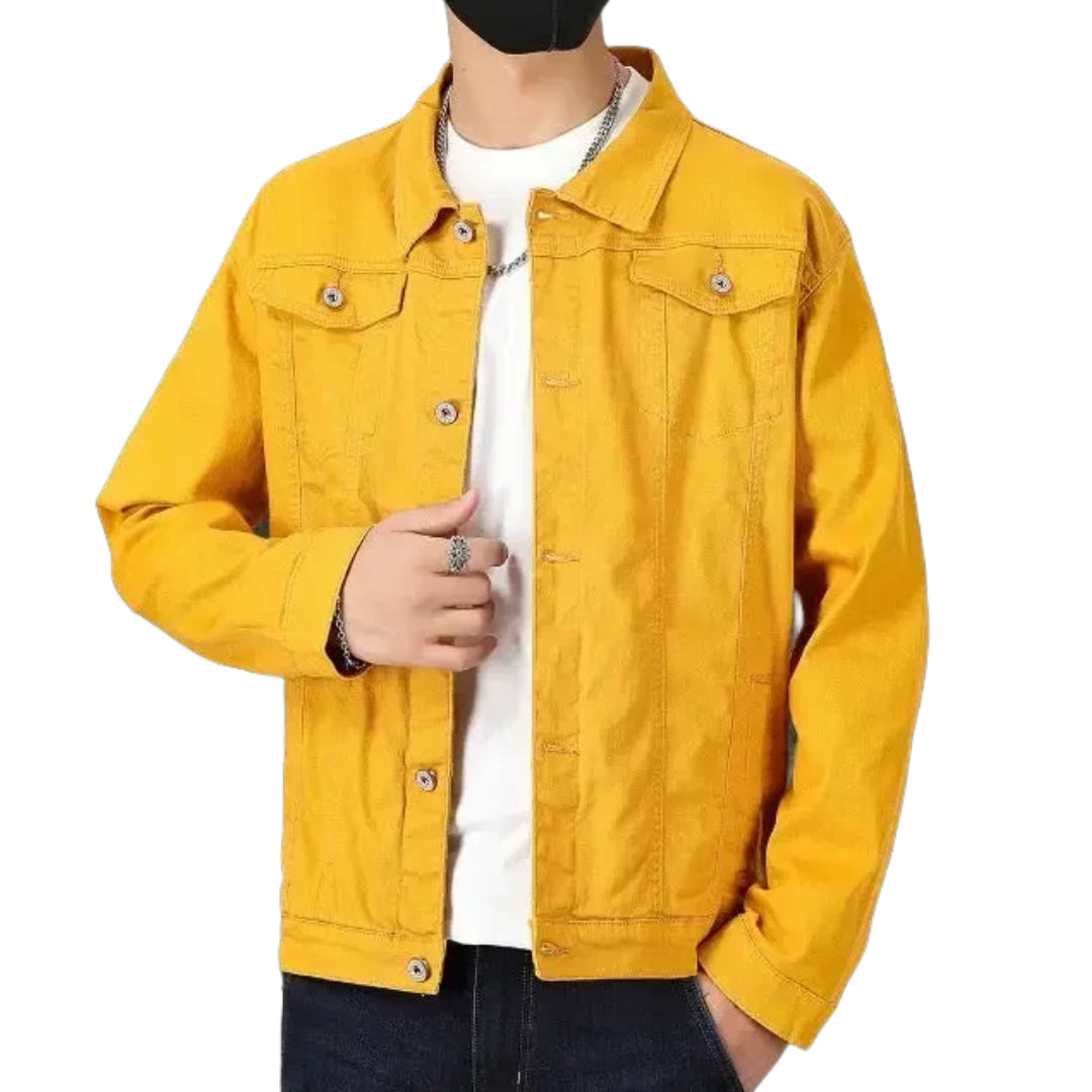 Veste en Jean Jaune Homme Slim