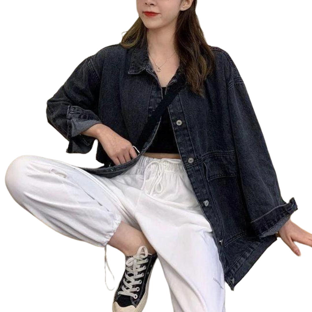 Veste en Jean Noir Large Femme