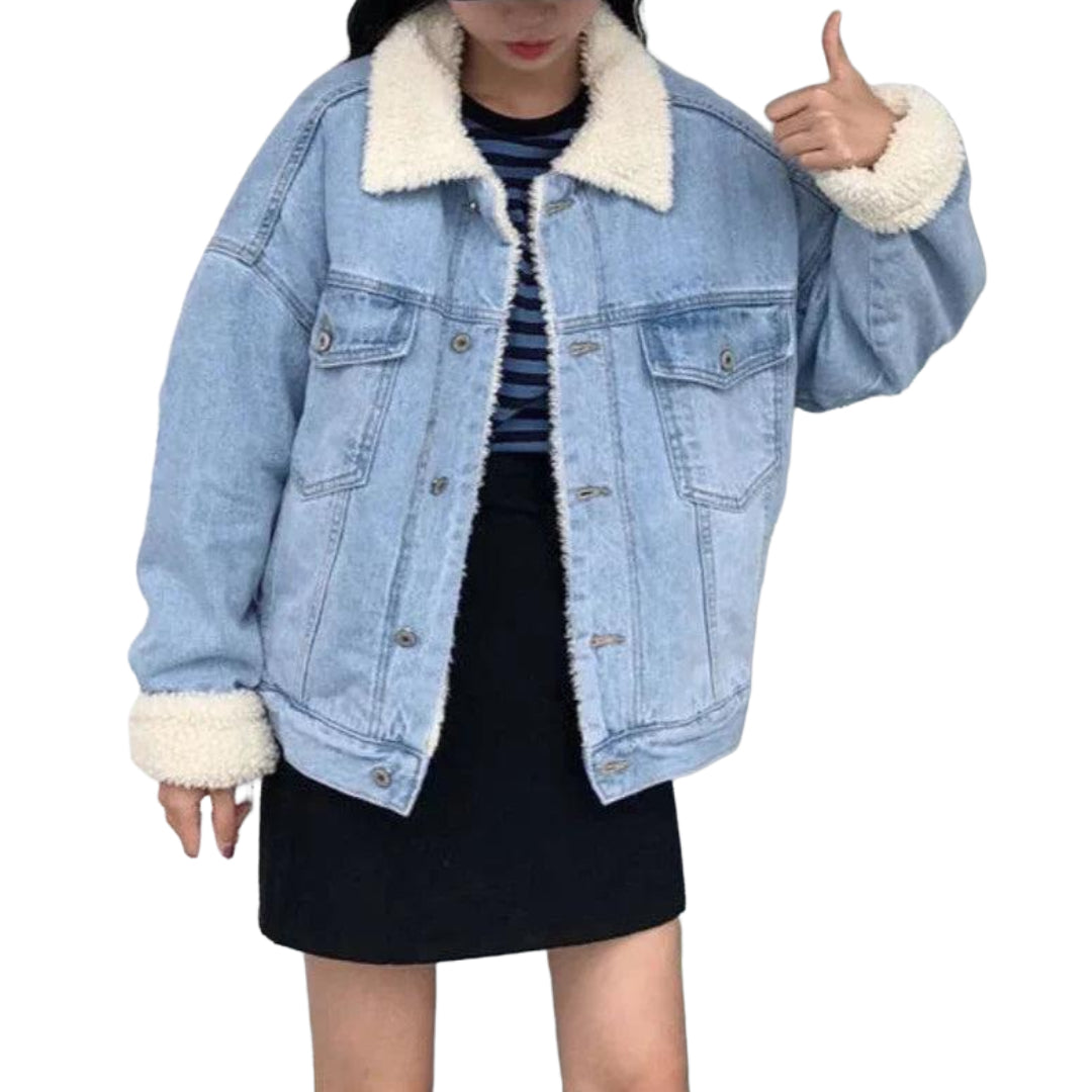 Veste en jean Col Mouton Femme