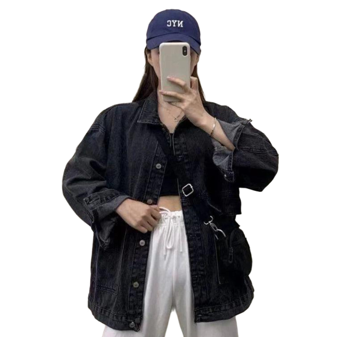 Veste en Jean Noir Large Femme