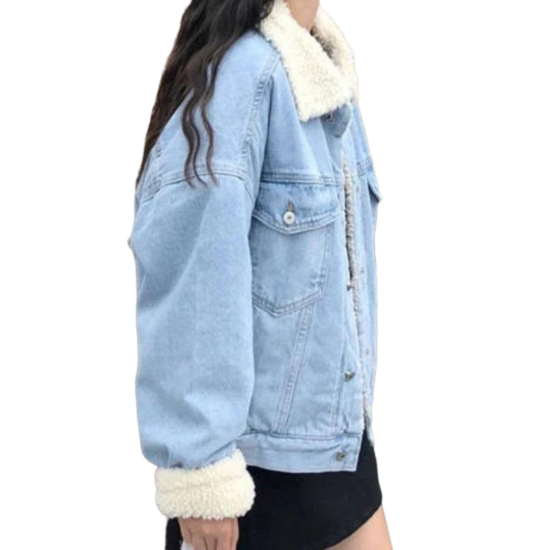 Veste en jean Col Mouton Femme