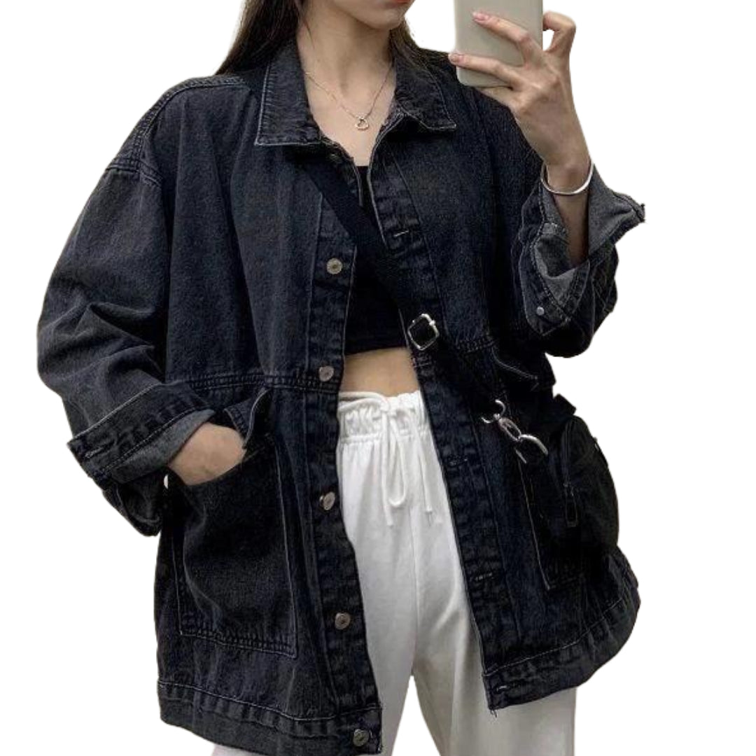 Veste en Jean Noir Large Femme