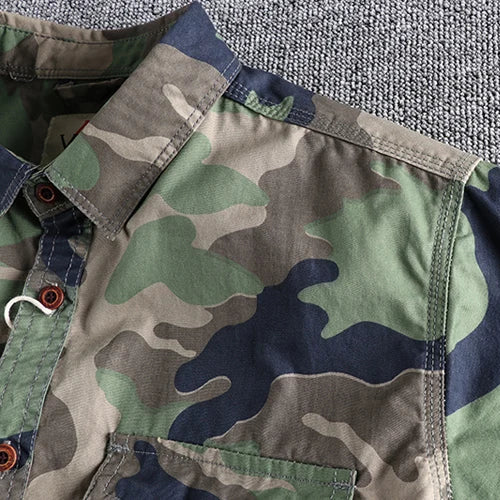 Veste en Jean Camouflage Militaire Verte Légère Homme - Hybride Chemise