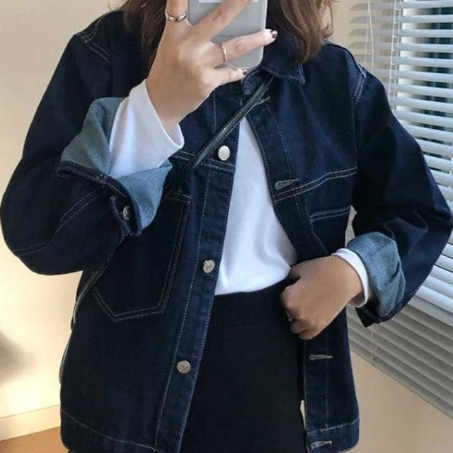 Veste en Jean Bleu Marine Femme