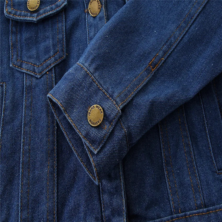 Veste en Jean Bleu Foncé Fille