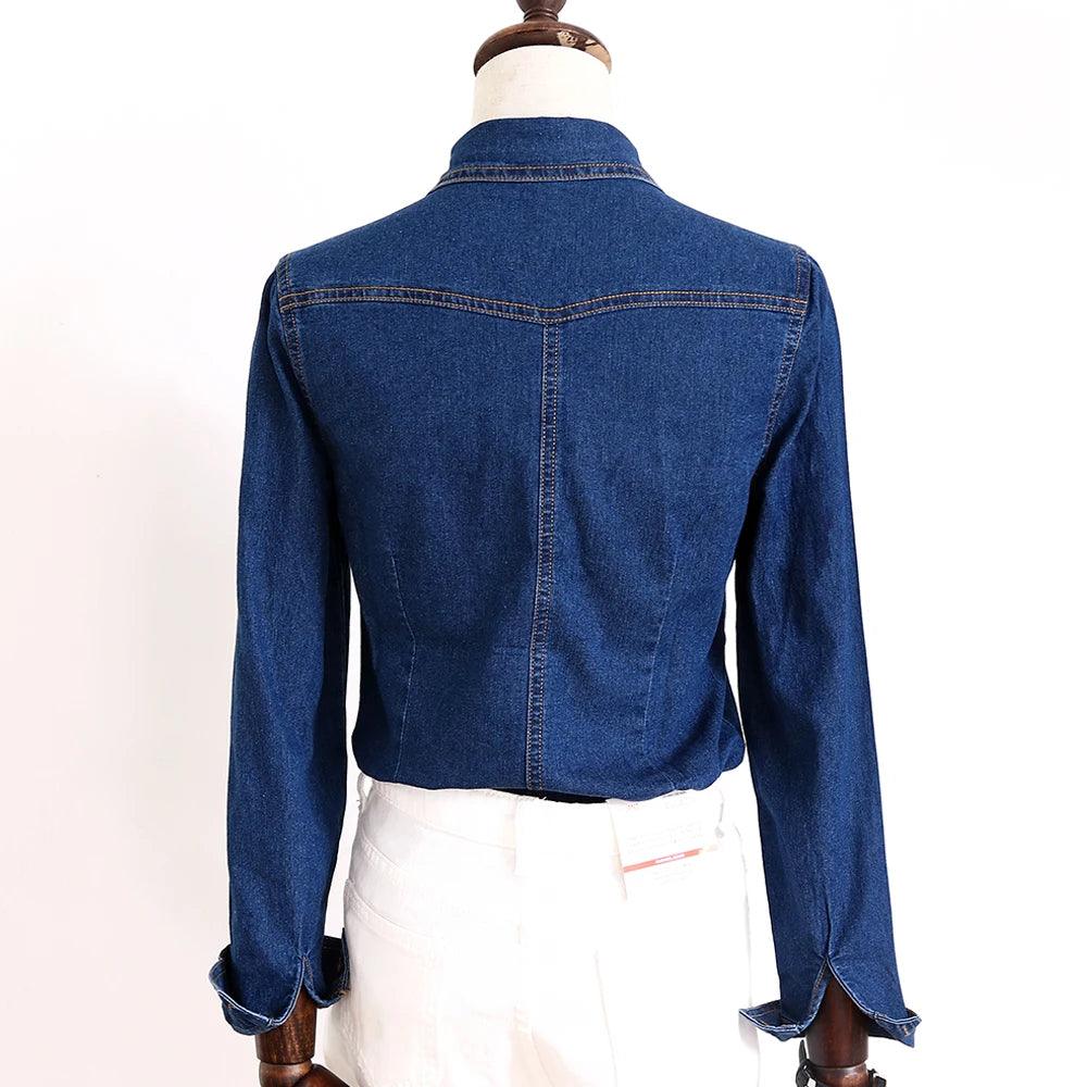 Veste en Jean Femme Bleu Foncé Chic