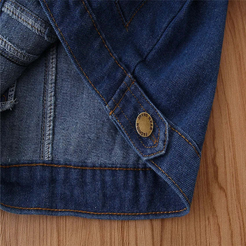 Veste en Jean Bleu Foncé Fille