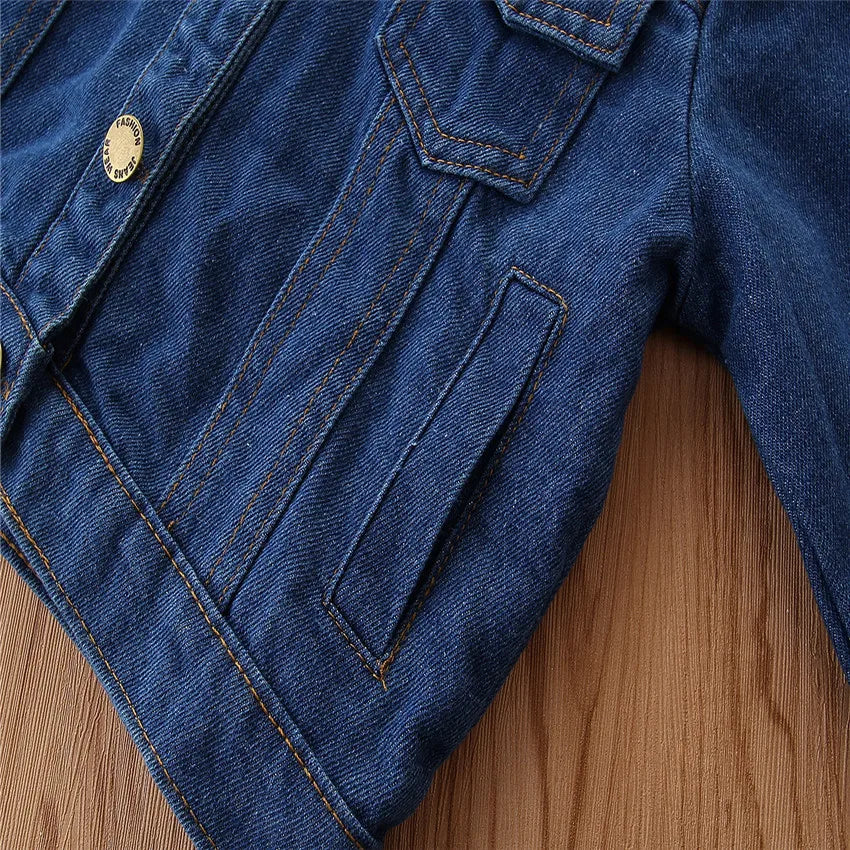 Veste en Jean Bleu Foncé Fille