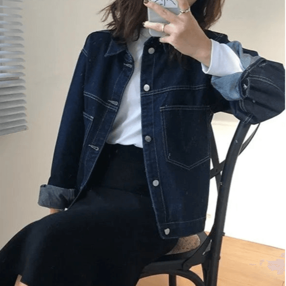 Veste en Jean Bleu Marine Femme
