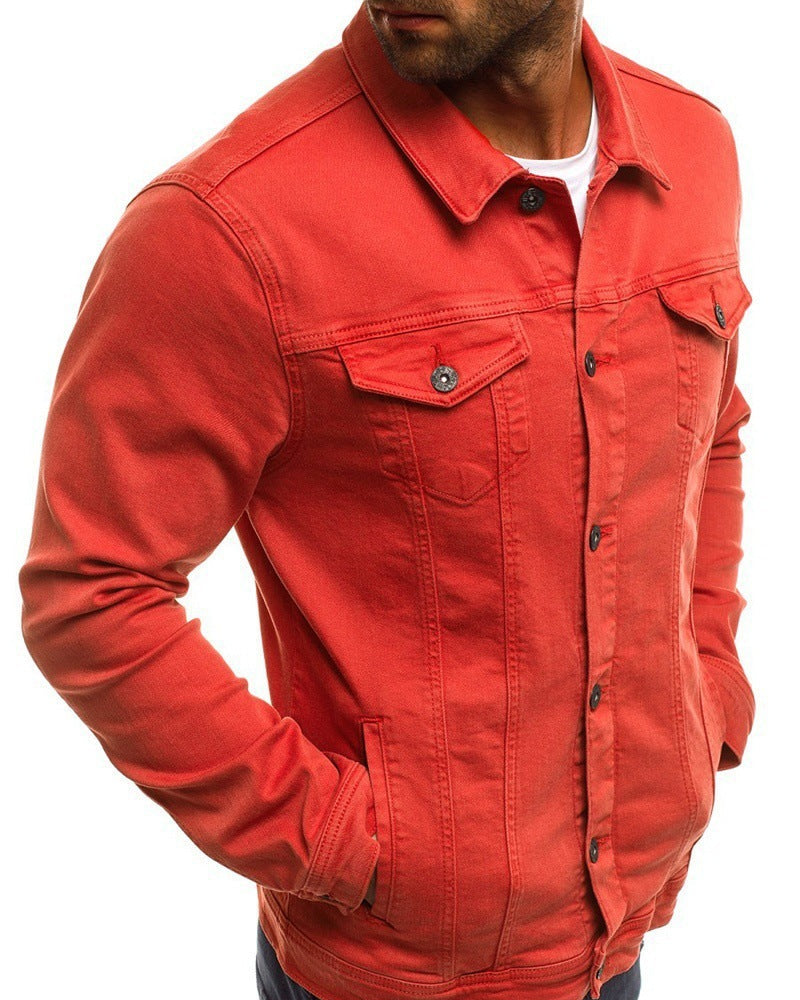 Veste en Jean Rouge Homme Légère