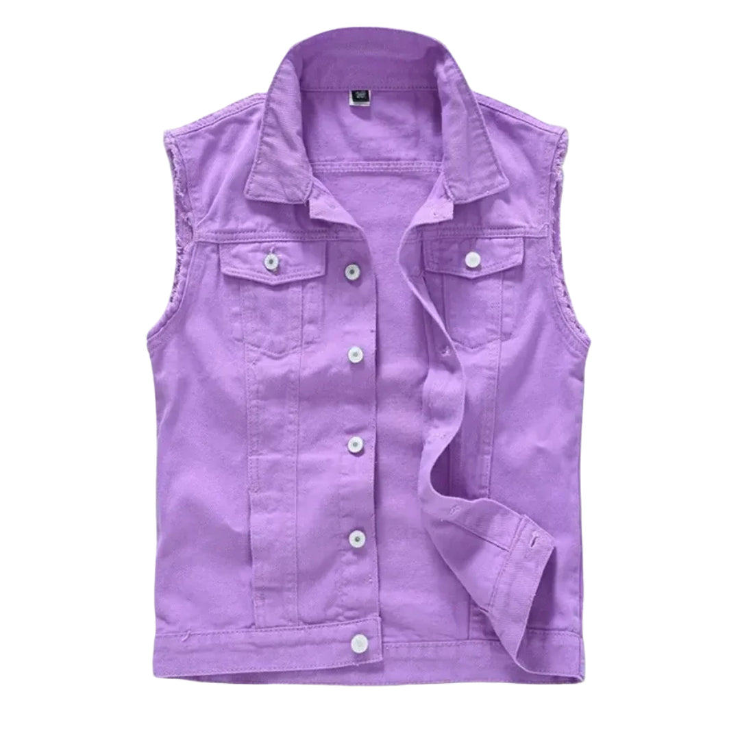 Veste en Jean Violette Sans Manches Homme