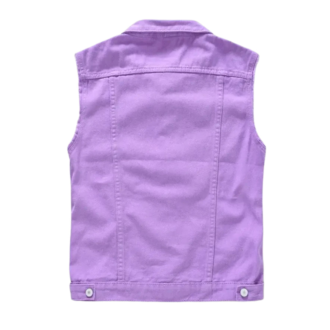 Veste en Jean Violette Sans Manches Homme