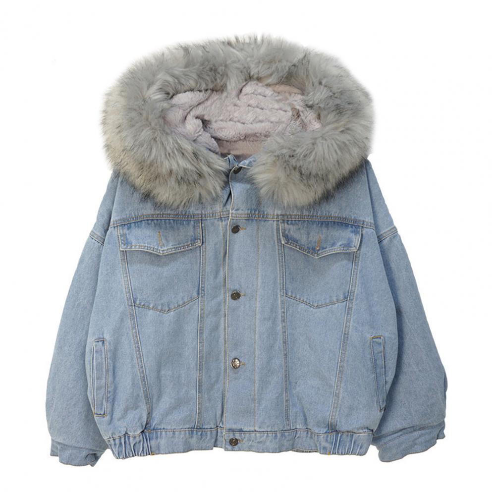 Veste en Jean avec Capuche à Fourrure Femme