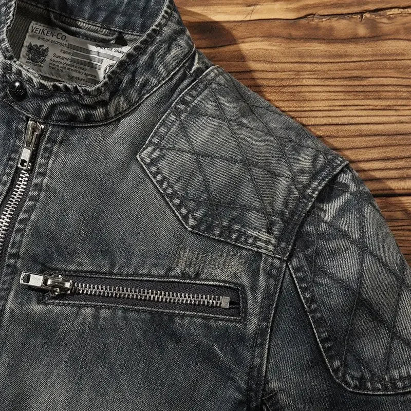 Veste en Jean Grise Biker USA Homme