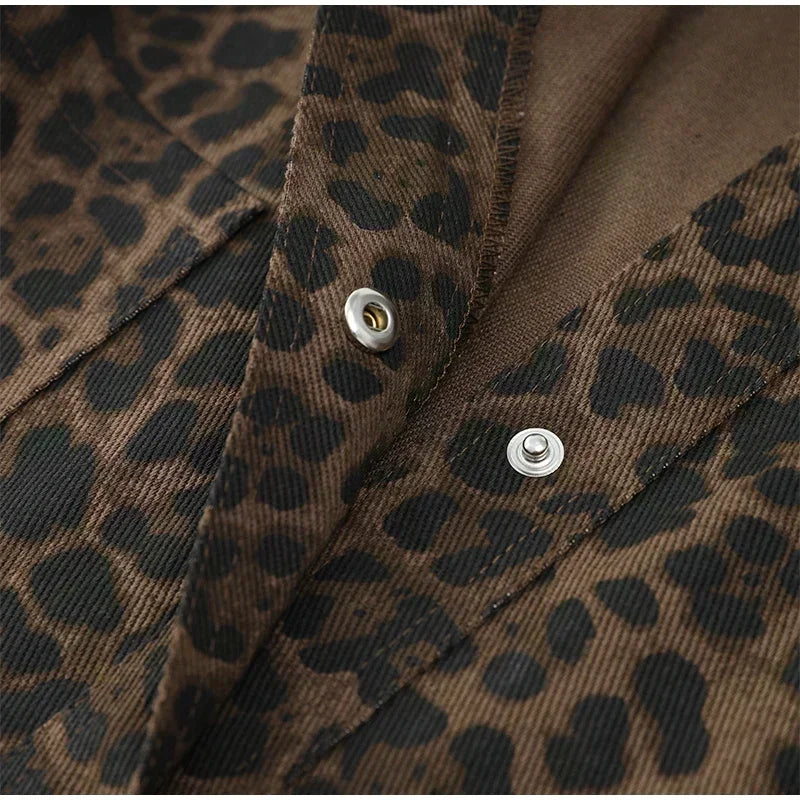 Veste en Jean Léopard à Ceinture Femme