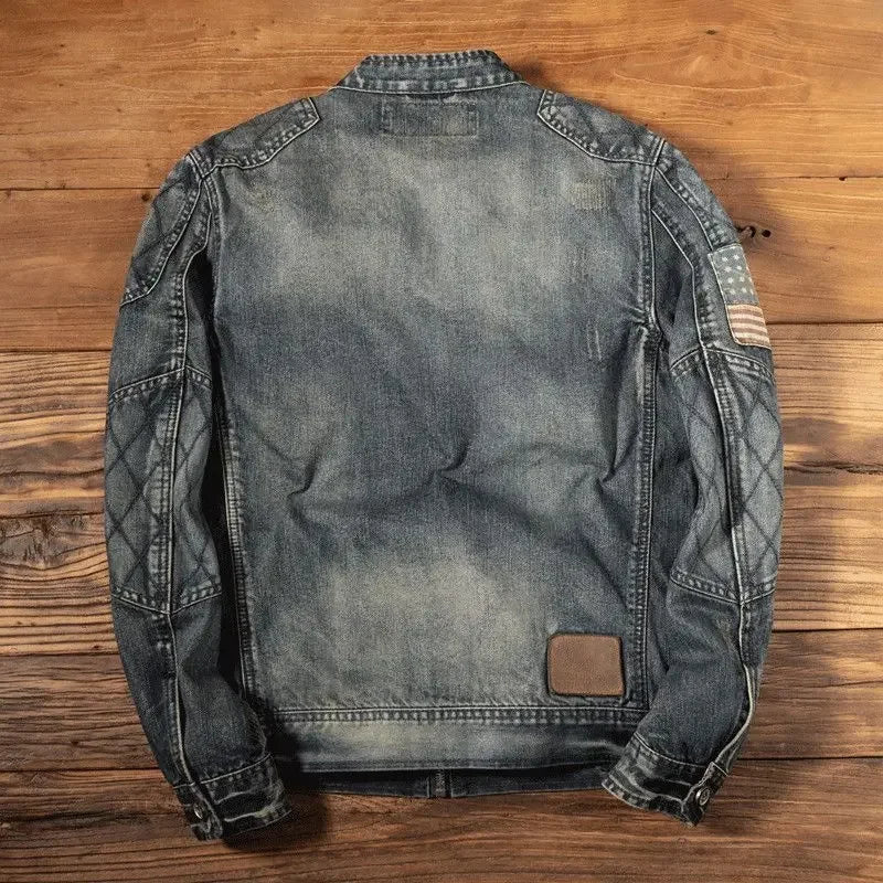 Veste en Jean Grise Biker USA Homme