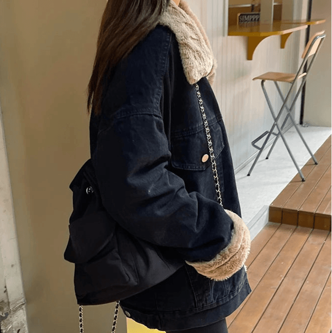 Veste en Jean Noir Doublée Femme