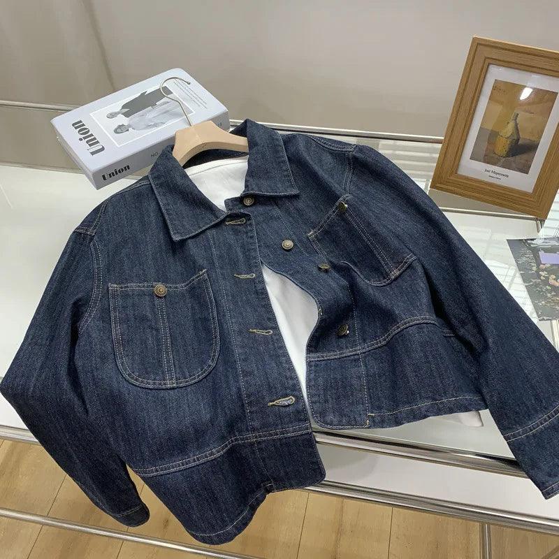 Veste en Jean Bleu Foncé Femme - VestesEnJean