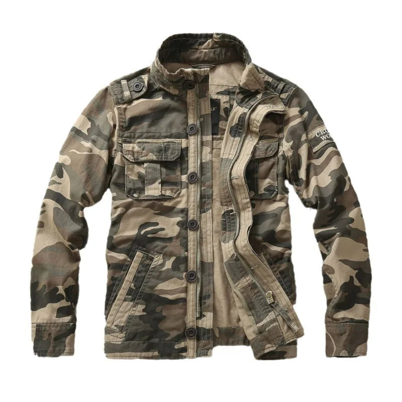 Veste en Jean Camouflage à Col Montant Homme