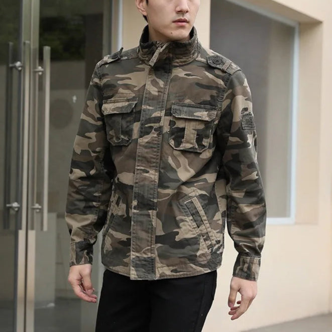 Veste en Jean Camouflage à Col Montant Homme