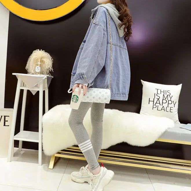 Veste en Jean Oversize à Capuche Femme