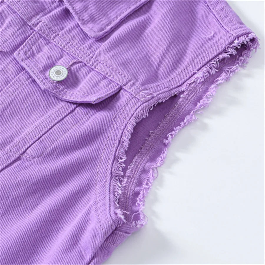 Veste en Jean Violette Sans Manches Homme