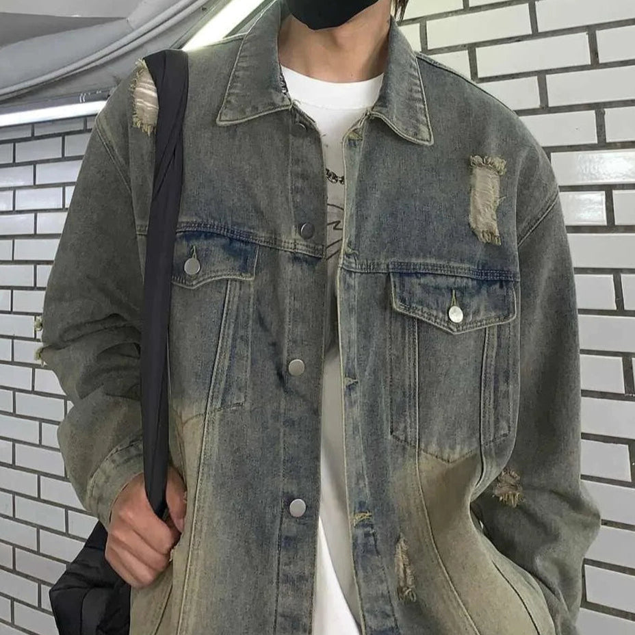 Veste en Jean Longue Homme Oversize