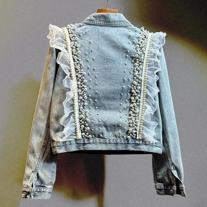 Veste en Jean Dentelle et Perles Femme