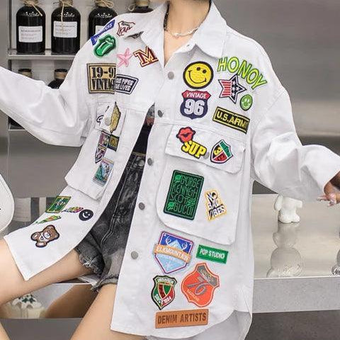 Veste en Jean Femme avec Patchs