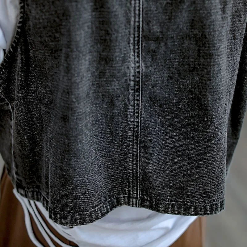Gilet en Jean Gris Vintage Femme