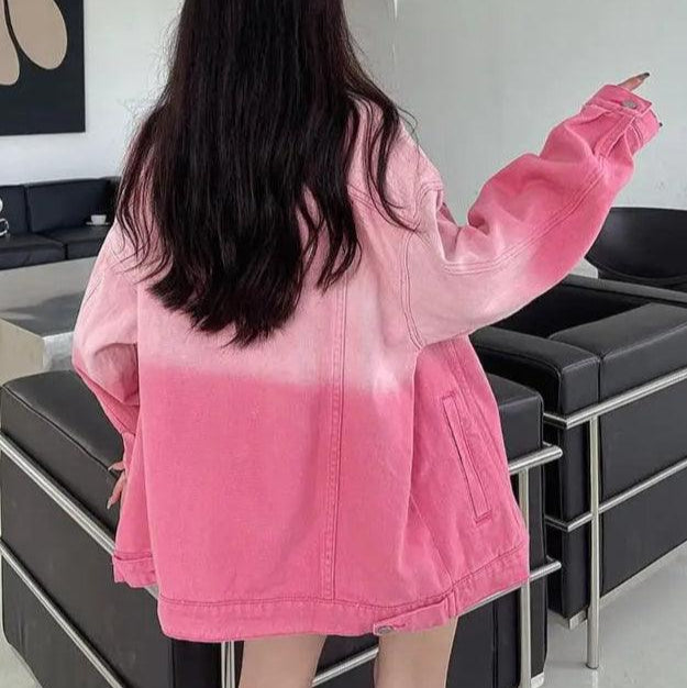 Veste en Jean Femme Oversize Dégradé Rose