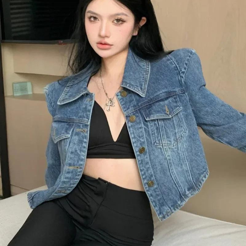 Veste en Jean Femme à Épaulettes