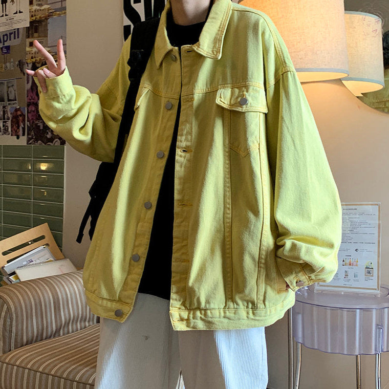 Veste en Jean Jaune Oversize Homme