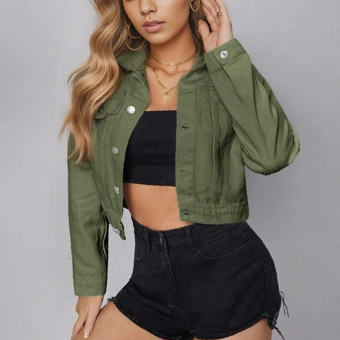 Veste en jean Femme Couleur Kaki