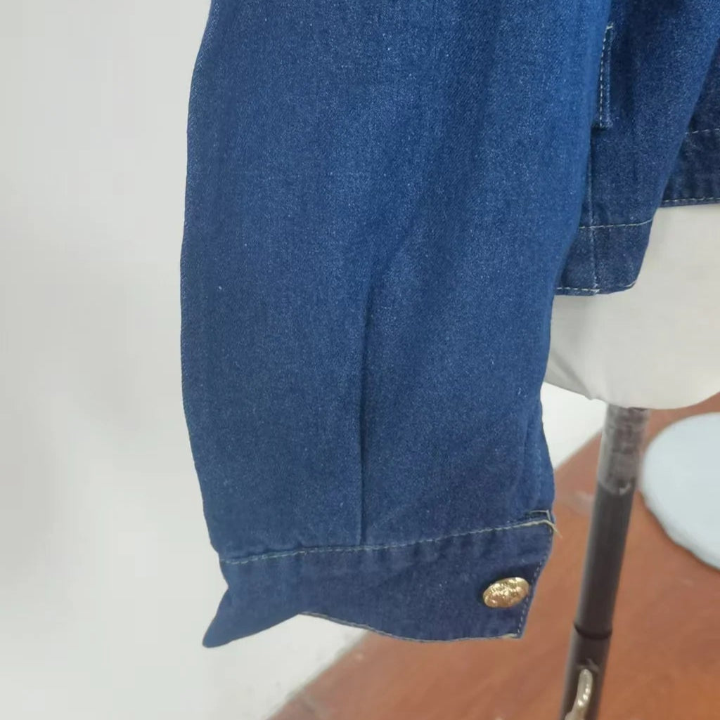 Veste en Jean à Manches Bouffantes avec Ceinture Femme