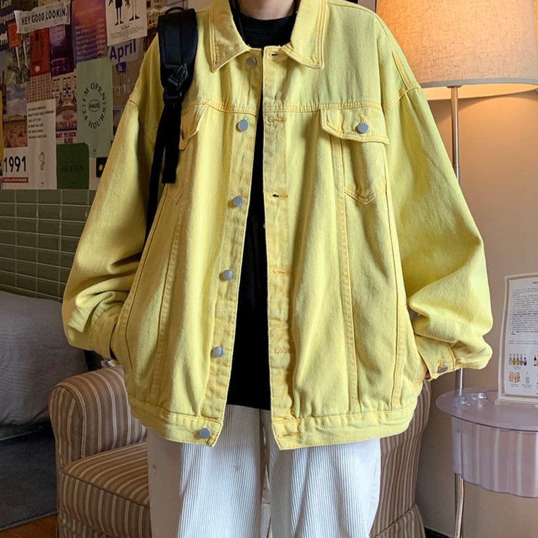 Veste en Jean Jaune Oversize Homme