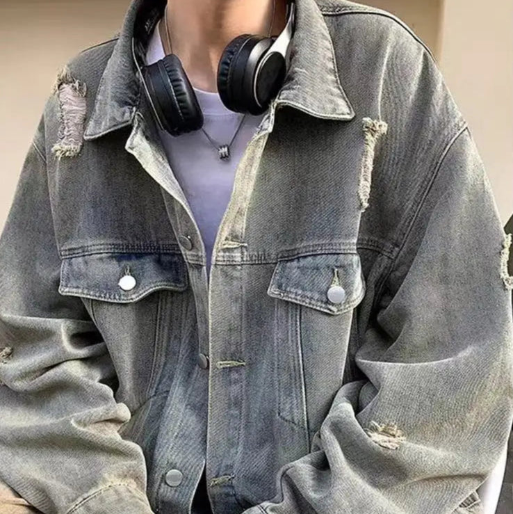 Veste en Jean Longue Homme Oversize