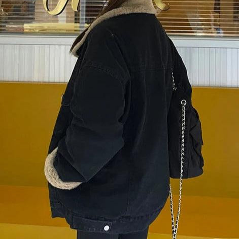 Veste en Jean Noir Doublée Femme