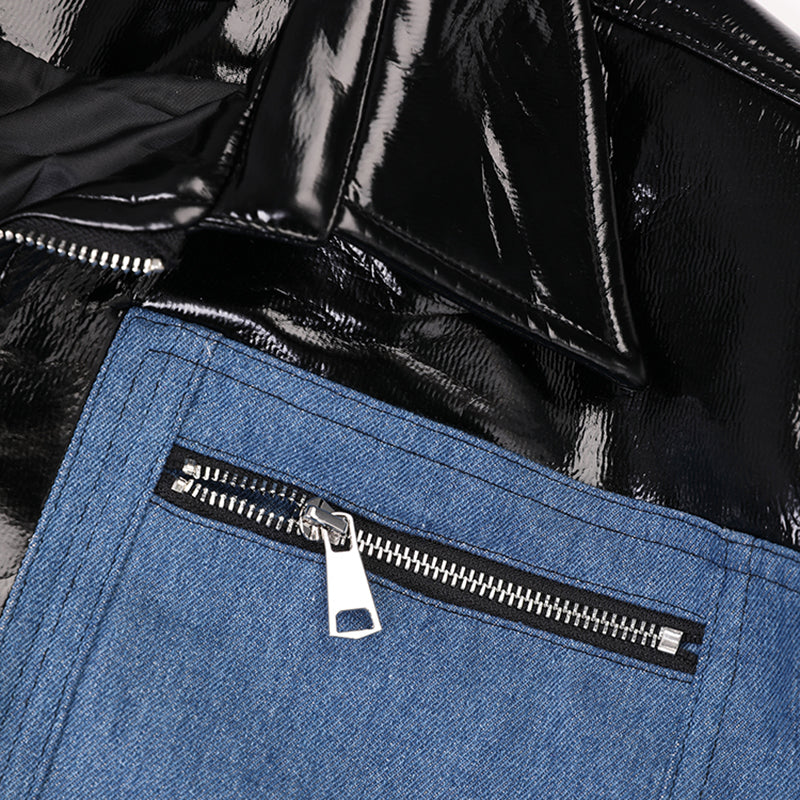 Veste en Jean et Cuir Homme