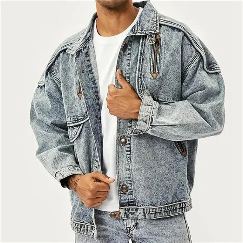 Veste en Jean Homme à Col Montant