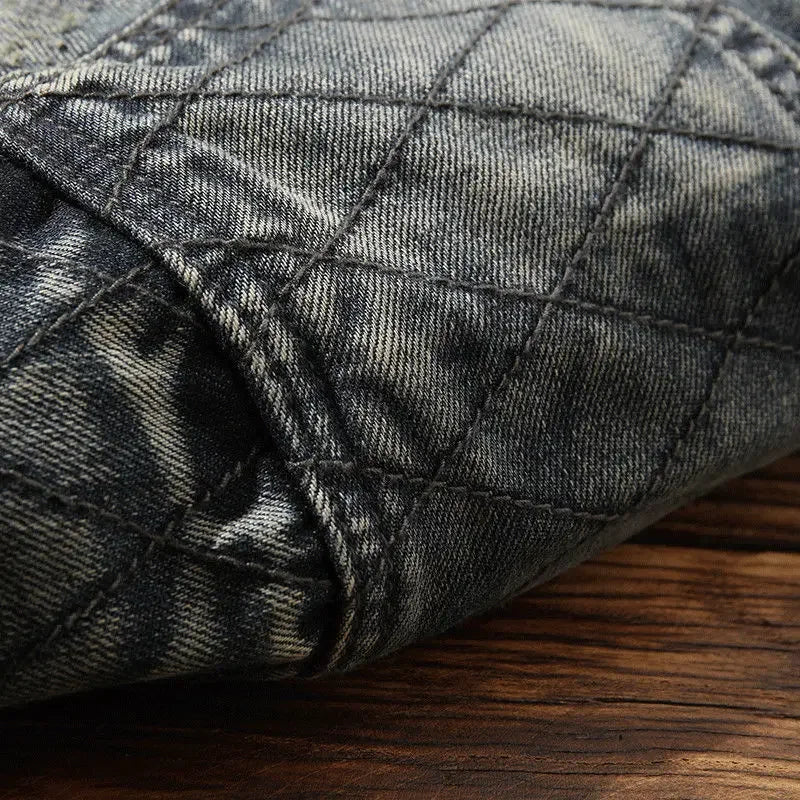 Veste en Jean Grise Biker USA Homme