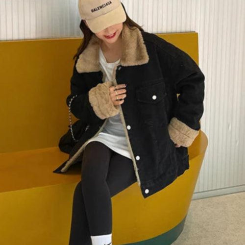 Veste en Jean Noir Doublée Femme