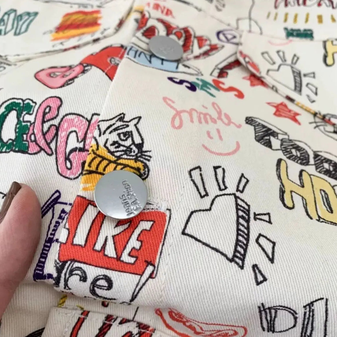 Veste en Jean Blanche Grafiti Enfant