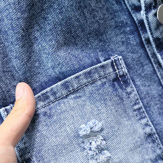 Veste en Jean Noeud Papillon en Dentelle Fille