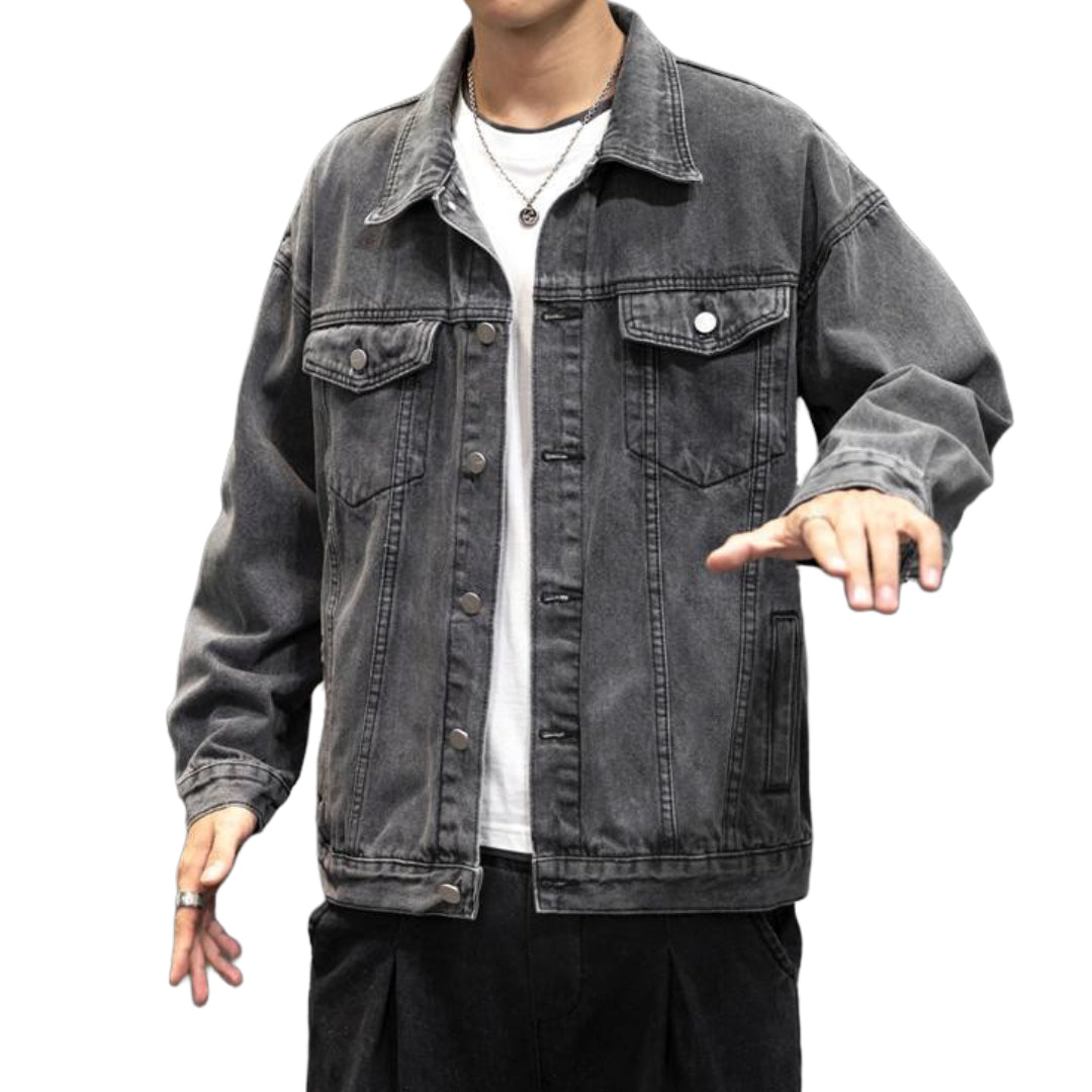 Veste en Jean Grise Homme à Boutons
