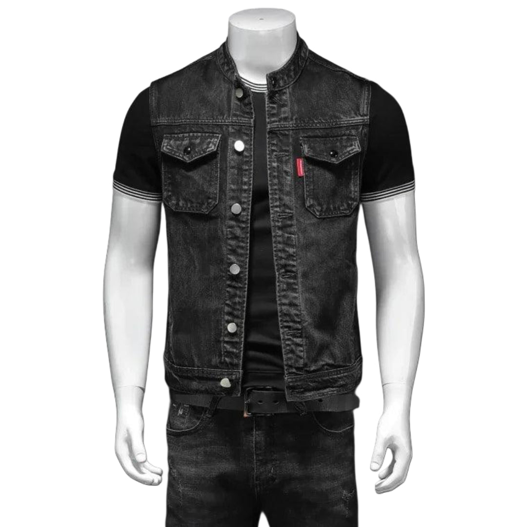 HOT Strass Veste Homme Jean Noir Veste En Jean Noir Sans