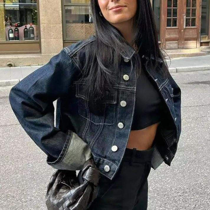 Veste en Jean Femme Oversize Courte